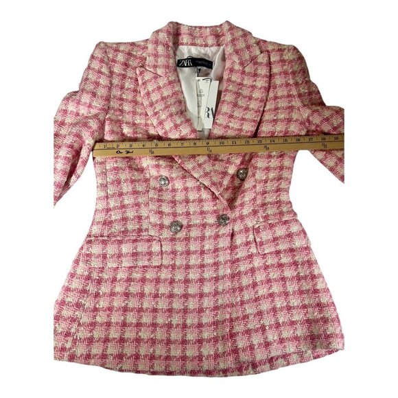 💗ZARA Size XS Pink Tweed Double-Breasted Blazer – New With Tags💗 Blogger's fav - Picture 7 of 9
